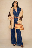 Denim Collection featuring 70s denim jumpsuit  and penny lane coat by The Hippie Shake - front view