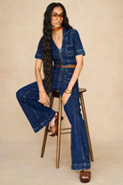 Denim Collection featuring 70s denim jumpsuit by The Hippie Shake - front view
