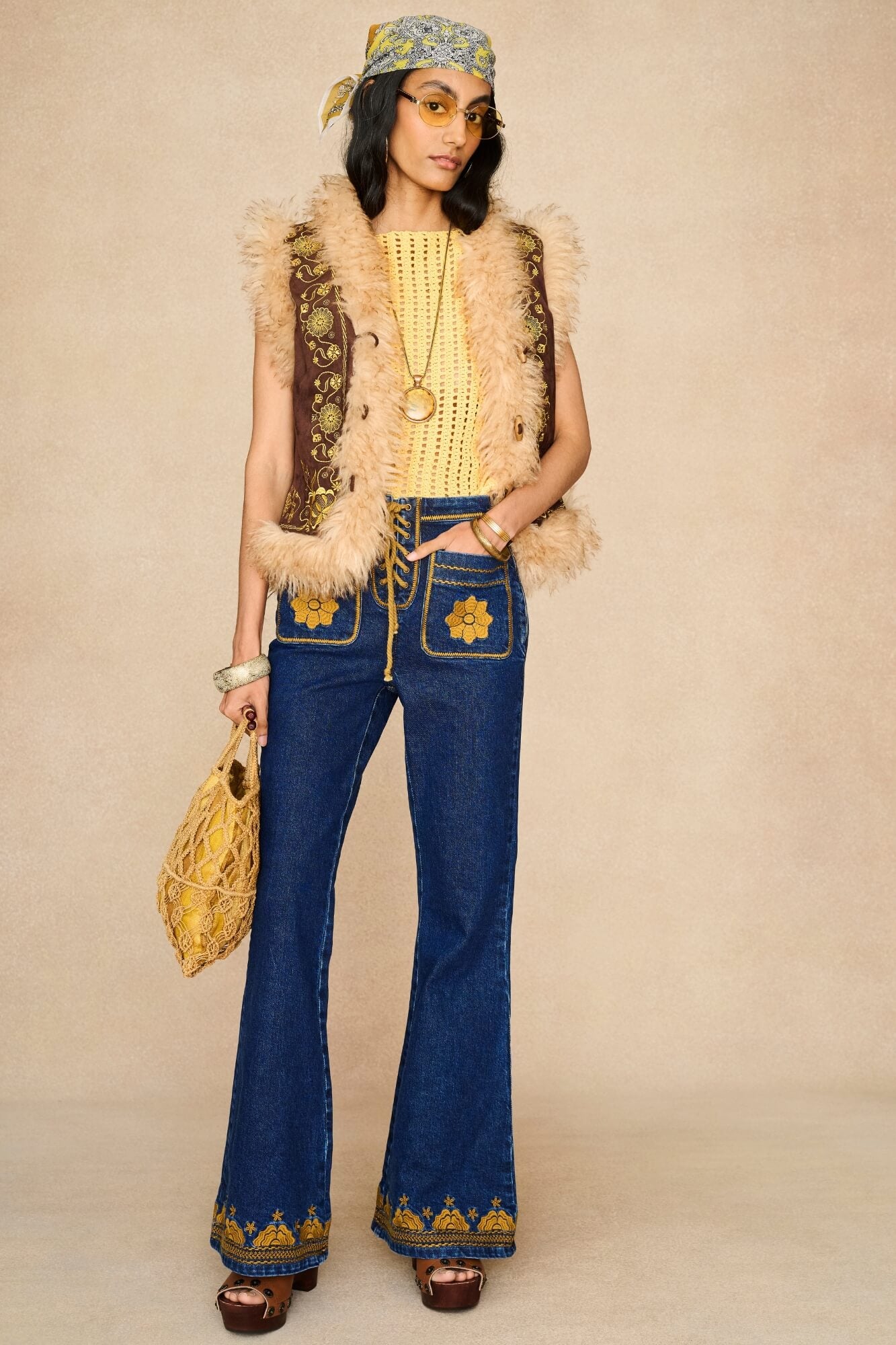 Denim Collection featuring 70s denim flares by The Hippie Shake - front view