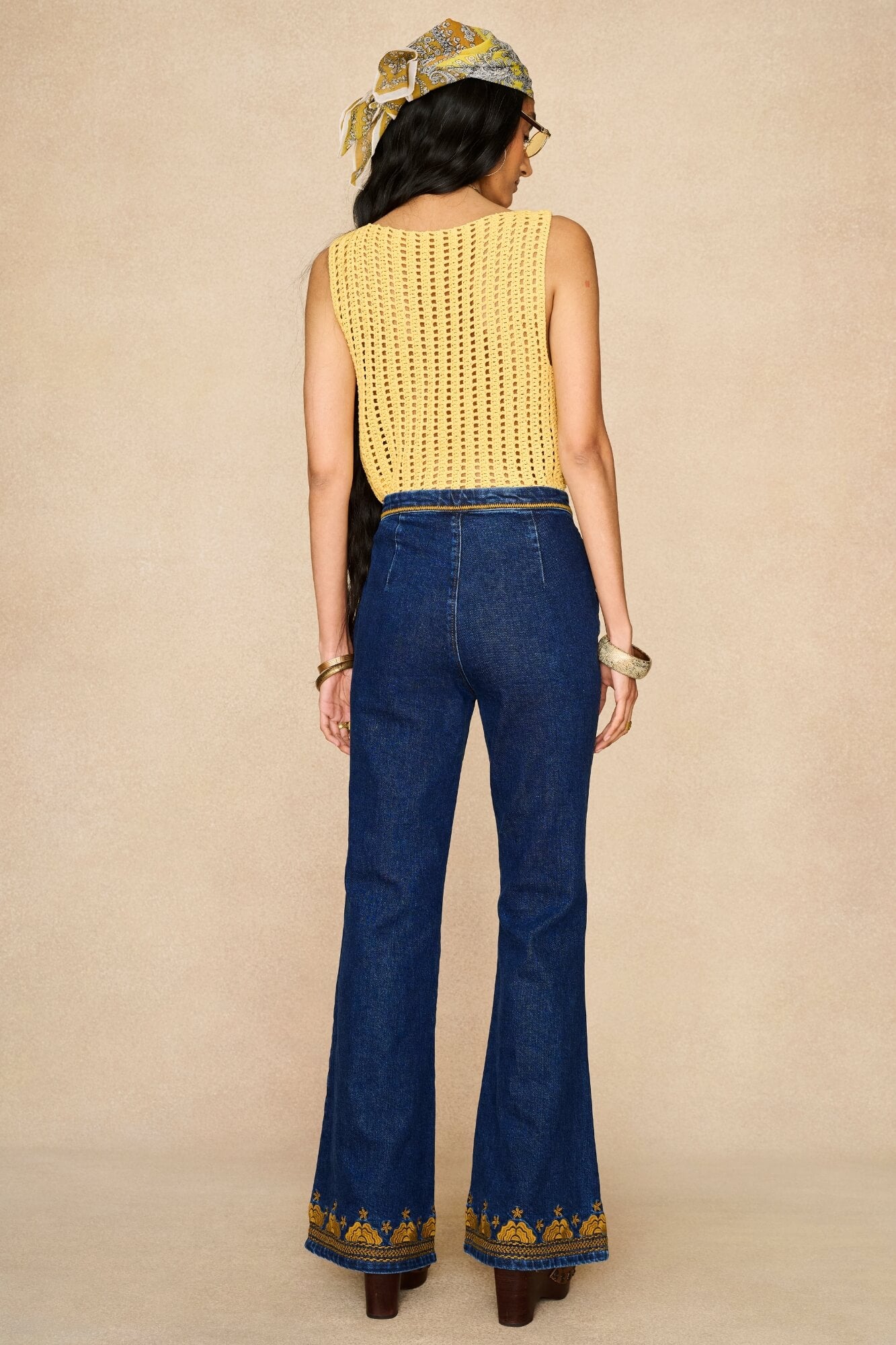 Denim Collection featuring 70s denim flares by The Hippie Shake - back view
