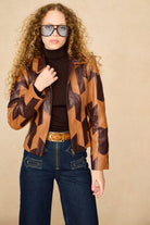 Underground Collection featuring 70s brown patterned leather jacket by The Hippie Shake