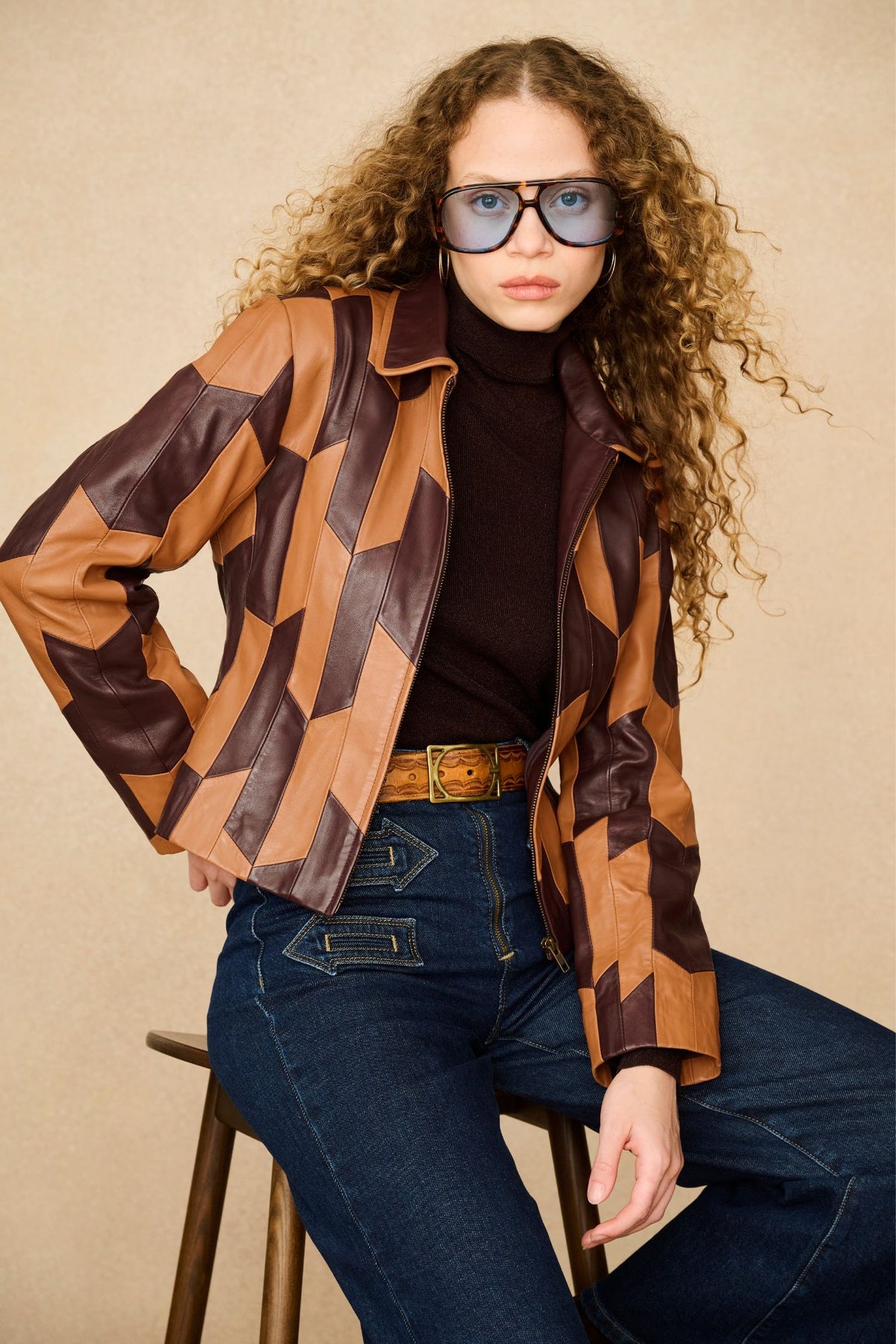 Underground Collection featuring 70s brown patterned leather jacket by The Hippie Shake