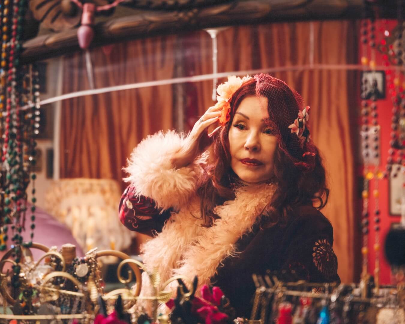 Pamela Des Barres collection featuring penny lane coat by The Hippie Shake