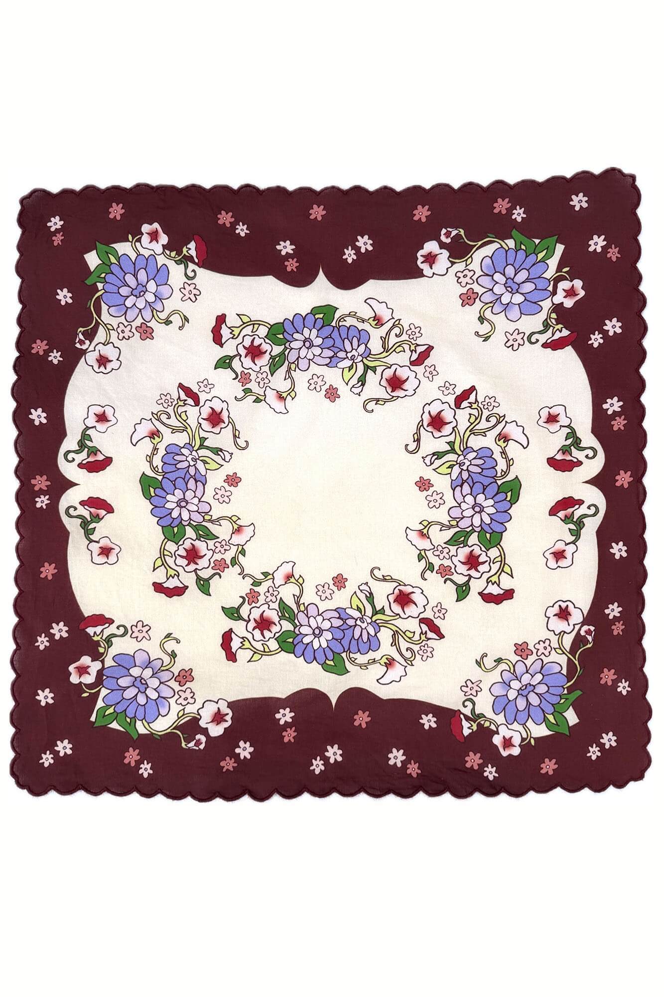 Decorative scarf with floral pattern on a white background