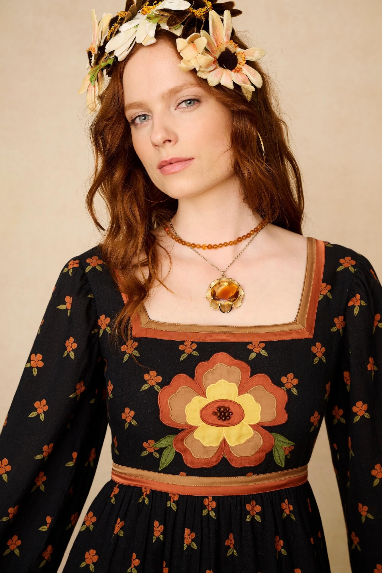 Marigold Black Prairie Maxi Dress - The Hippie Shake