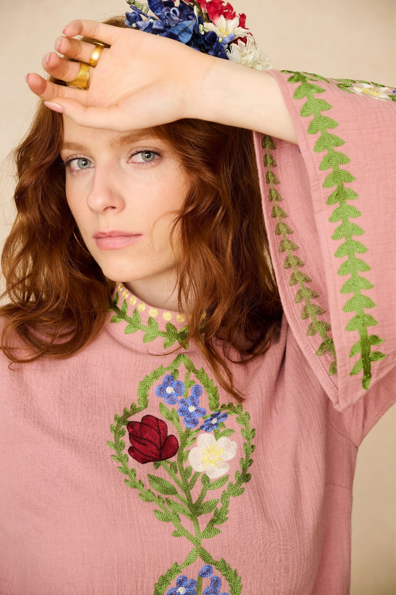 Wild Rose Pink Embroidered Mini Dress - The Hippie Shake - UK 12 Wild Rose Pink Embroidered Mini Dress - The Hippie Shake - UK 12