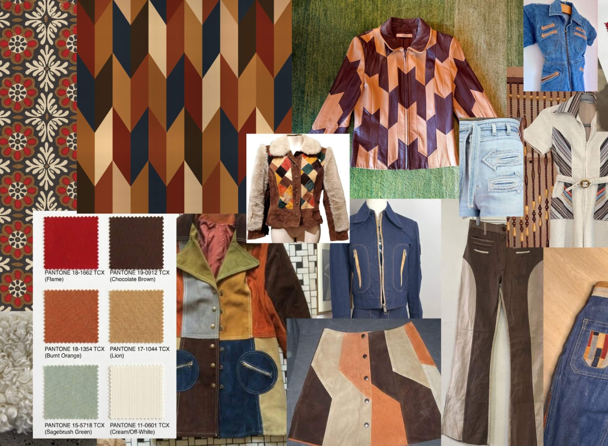 A vintage fashion collage showing The Hippie Shake's new patchwork product development for the new collection Underground.