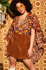 Lucy In The Sky Brown Floral Body - Blouses & Tops
