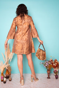 Vintage 1970s Brown Floral Mini Dress