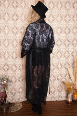Vintage 1970s Black Lace Duster