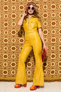 Ramble On Gold Disco Zip Jumpsuit