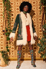 Breaking Hearts Green Embroidered Penny Lane Coat - Jackets & Coats