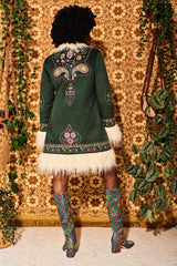 Breaking Hearts Green Embroidered Penny Lane Coat - Jackets & Coats
