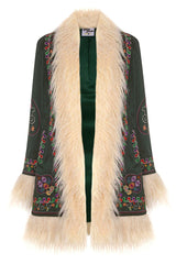 Breaking Hearts Green Embroidered Penny Lane Coat - Jackets & Coats