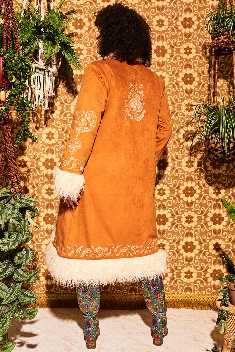 Breaking Hearts Tan Embroidered Long Penny Lane Coat - Jackets & Coats