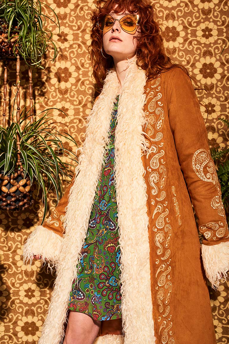 Breaking Hearts Tan Embroidered Long Penny Lane Coat - Jackets & Coats