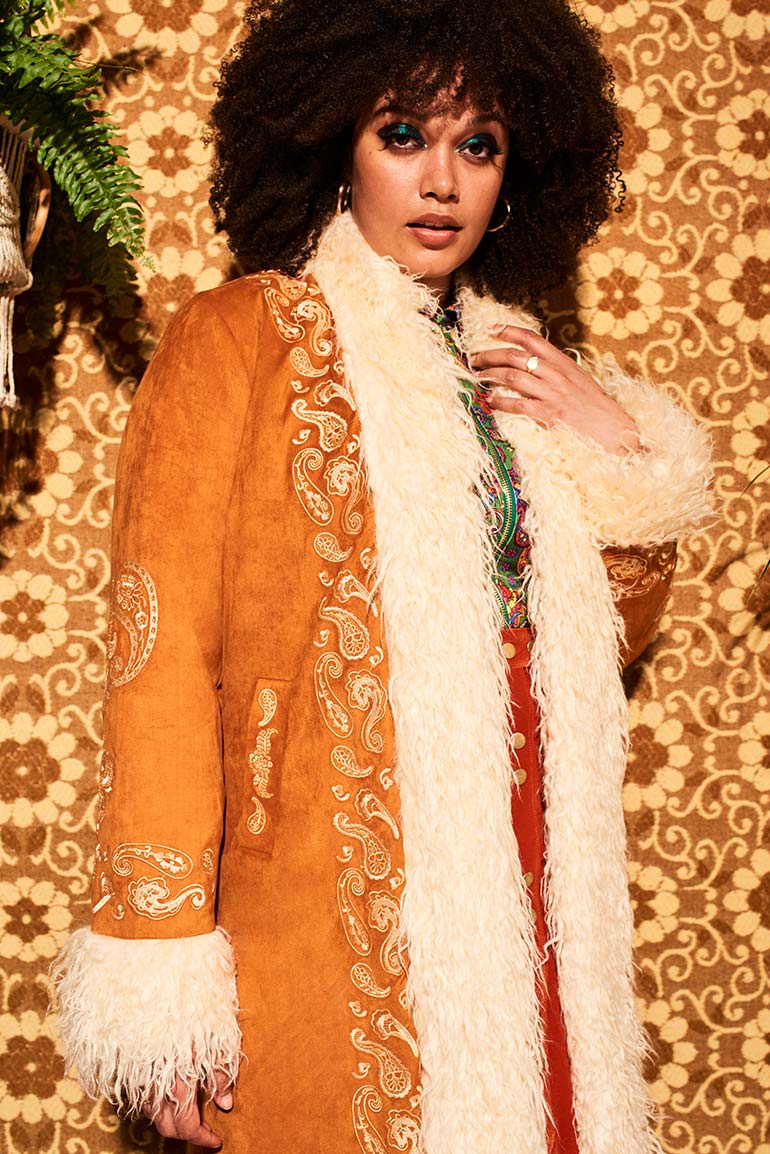 Breaking Hearts Tan Embroidered Long Penny Lane Coat - Jackets & Coats