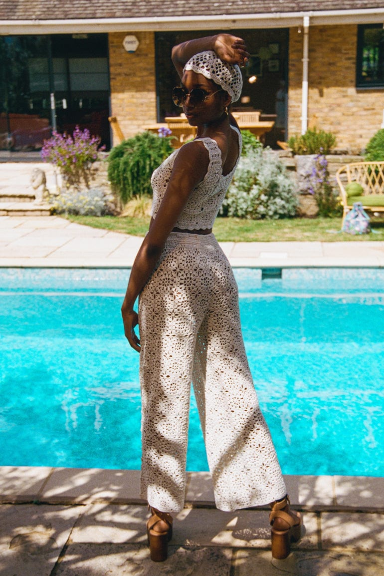 California Cream Crochet Trousers - Trousers