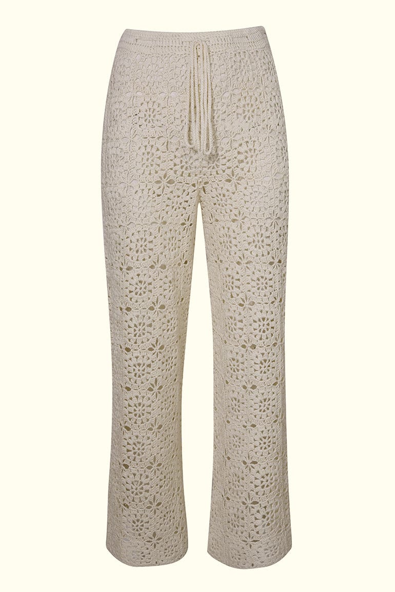 California Cream Crochet Trousers - Trousers