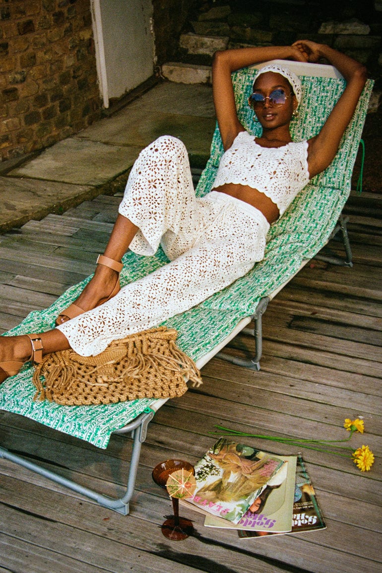 California Cream Crochet Trousers - Trousers