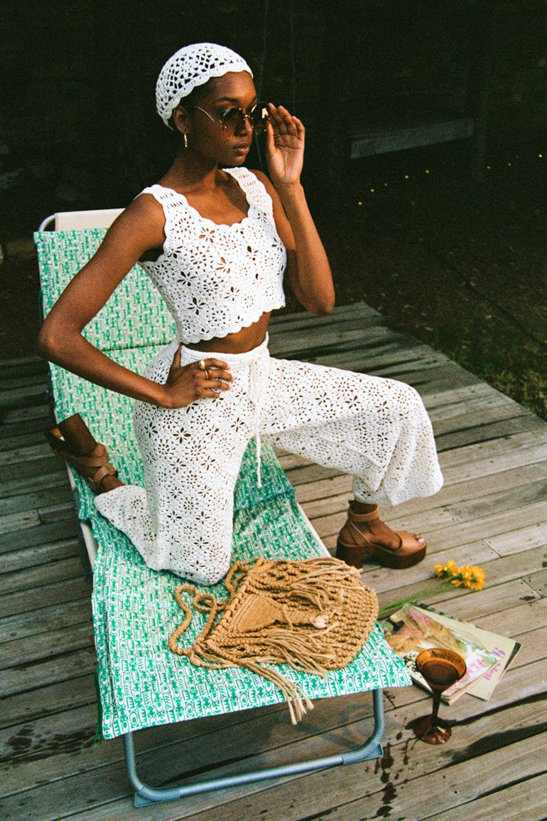 California Cream Crochet Trousers - Trousers