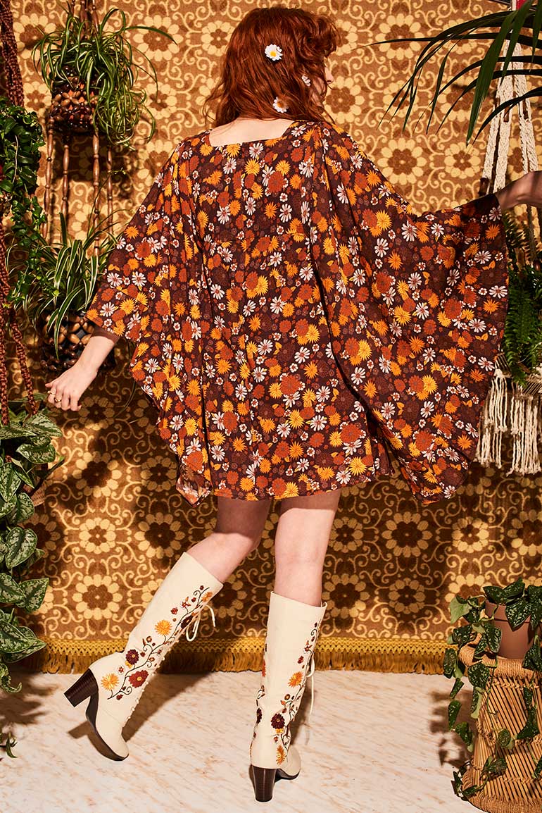 Clarabella Brown Floral Mini Dress - Dresses