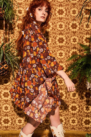 Clarabella Brown Floral Mini Dress – The Hippie Shake