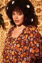 Clarabella Brown Floral Mini Dress - Dresses