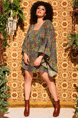 Clarabella Green Paisley Mini Dress - Dresses