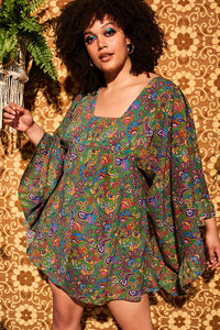 Clarabella Green Paisley Mini Dress - Dresses