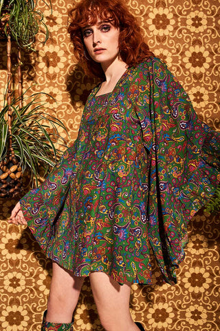 Clarabella Green Paisley Mini Dress – The Hippie Shake