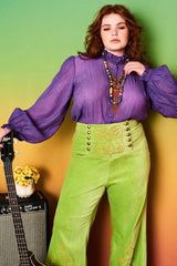Dear Prudence Purple High Neck Blouse - Blouses & Tops