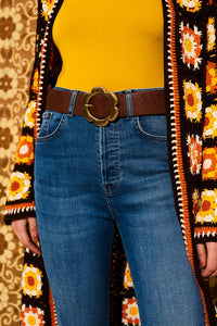 Dreams Brown Daisy Flower Belt - Belts