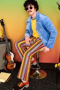Eight Days A Week Retro Stripe Yellow T-Shirt - Mens