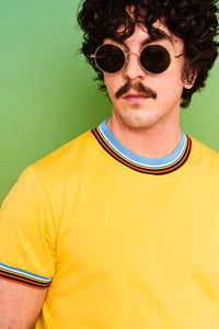 Eight Days A Week Retro Stripe Yellow T-Shirt - Mens