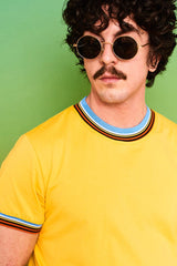 Eight Days A Week Retro Stripe Yellow T-Shirt - Mens