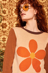 Flower In The Sun Retro Knit Jumper - Knitwear