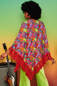 Free As A Bird Psychedelic Fringed Shawl - Shawls