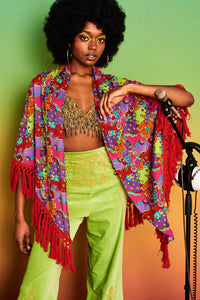 Free As A Bird Psychedelic Fringed Shawl - Shawls