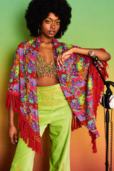 Free As A Bird Psychedelic Fringed Shawl - Shawls