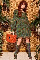 Genevieve Green Paisley Gogo Boots - Accessories