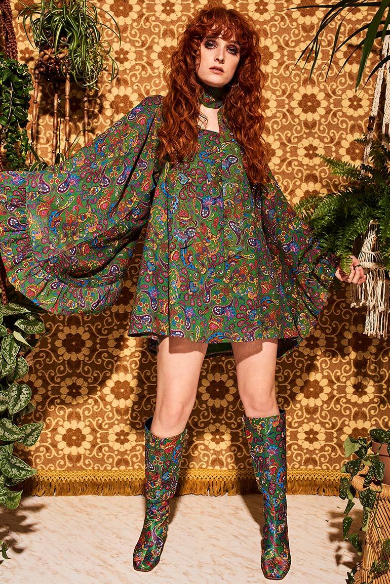 Genevieve Green Paisley Gogo Boots - Accessories