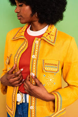 Good Day Sunshine Yellow Embroidered Jacket - Jackets & Coats