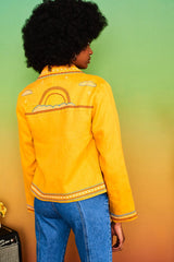 Good Day Sunshine Yellow Embroidered Jacket - Jackets & Coats