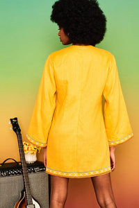 Good Day Sunshine Yellow Embroidered Tunic - Dresses