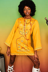 Good Day Sunshine Yellow Embroidered Tunic - Dresses