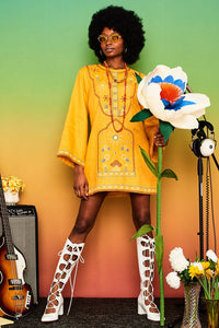 Good Day Sunshine Yellow Embroidered Tunic - Dresses