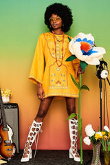 Good Day Sunshine Yellow Embroidered Tunic - Dresses