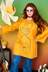 Good Day Sunshine Yellow Embroidered Tunic - Dresses
