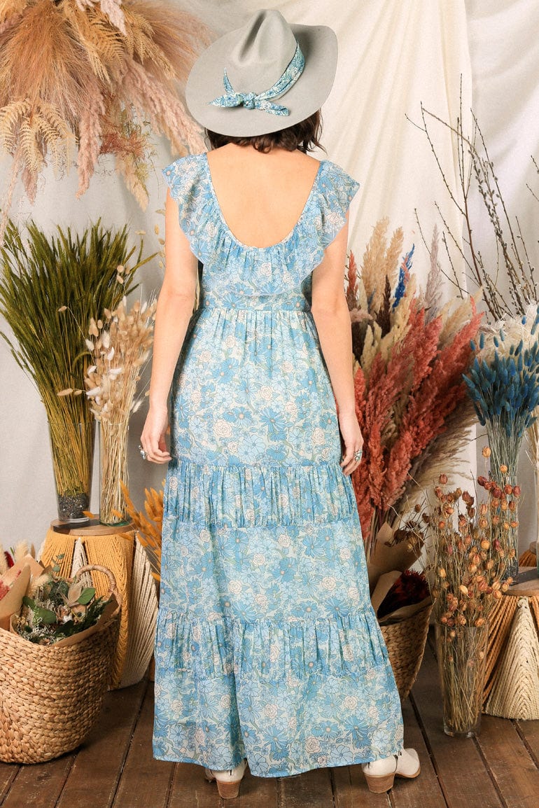 Hello Darlin’ Blue Floral Ruffle Maxi Dress - Dresses